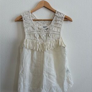 Aerie Ivory Crochet Sleeveless Blouse